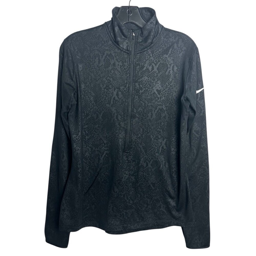 Nike Pro Women’s L Pullover BLack Half Zip Embossed Snake Vixen Running Workout